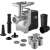 Sencor SMG 6400SL electric meat grinder with accessories, including sausage stuffer, kebab maker, and grater attachments