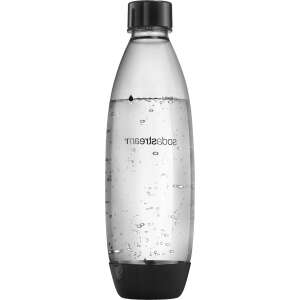 SodaStream 1L carbonating bottle, black lid, clear bottle - Soda Machine Accessory