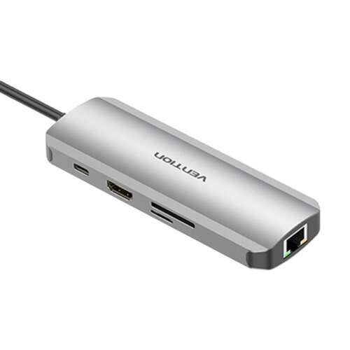 Stacja dokująca Vention TOKHB 100W uniwersalna z HDMI, USB-C, USB-A, czytnikiem kart SD i Ethernet