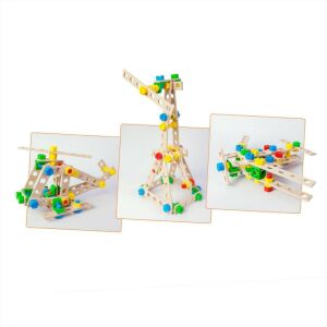 Alexander Constructor Junior 3-in-1 Holzbauspielzeug Set: Hubschrauber, Kran, Flugzeug - ALEXANDER