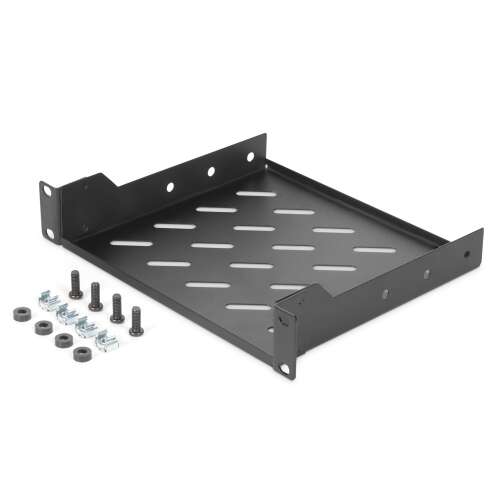 Digitus DN-10-TRAY-2-B 10 hüvelykes 1U rack polc, fekete, szerelési tartozékokkal