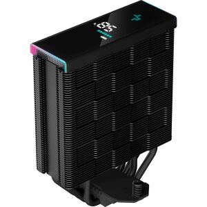 Охладител за процесор DeepCool AK400 DIGITAL, изглед под ъгъл с цифров дисплей - DeepCool