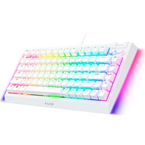 Razer BlackWidow V4 75% Fehér Vezetékes Mechanikus Gaming Billentyűzet Taktilis Kapcsolókkal, US Kiosztás
