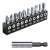 Bosch IXO 7 screwdriver bit set, includes 10 different bits and a magnetic bit holder