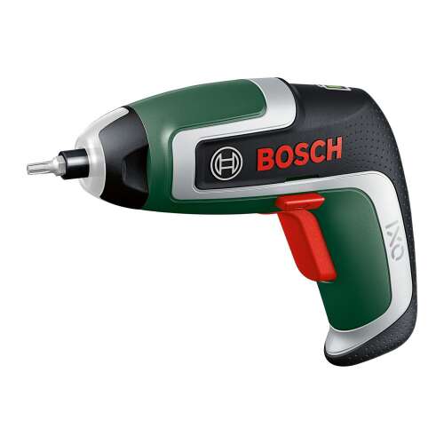Bosch IXO 7 akkumulátoros csavarozó, zöld és fekete színben, piros ravasz