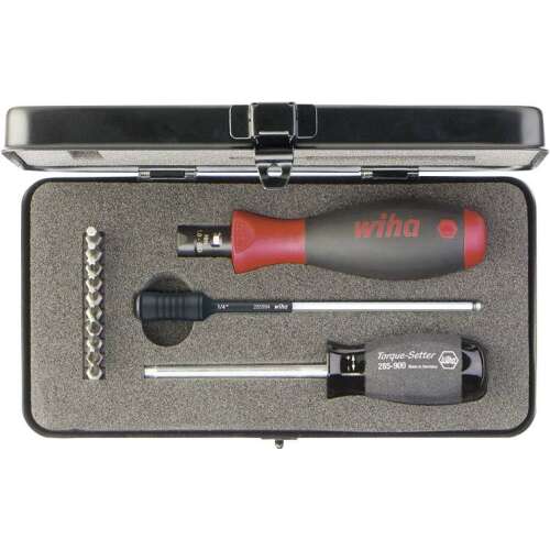 Zestaw śrubokrętów dynamometrycznych Wiha 2852S10, 13-częściowy zestaw z bitami, śrubokrętem dynamometrycznym i walizką