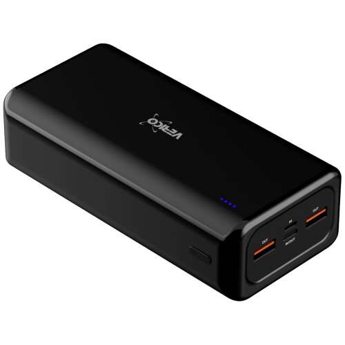 Verico Power Pro PD 30000mAh power bank, fekete, ferde nézet