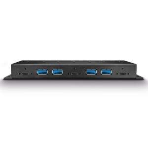 Lindy 43275 USB 3.1 Hub, 7 port, black, front view - Lindy USB Hub