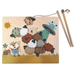 Mágneses horgászós játék, Hova mennek a bárányok? Magni, fa táblajáték bárányokkal, gazdával, idegennel és horgászbottal - Magni