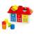 Dolu Shape Sorter Happy House with Lockable Doors, red and white toy house with shape sorting holes and lockable doors, shapes included