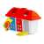 Shape sorter happy house toy with lockable doors and colorful shapes