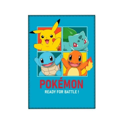 Pokémon Plüss Takaró 100x140 cm Pikachuval, Bulbásaurral, Squirtle-lel és Charmanderrel - Pokémon