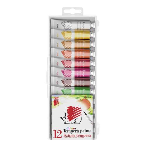 12 színű tempera festék készlet műanyag dobozban, Ico márka