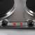 Close-up of the Home HG R 04SS portable electric hotplate control knobs and heating indicators