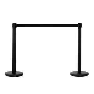 Outsunny Stâlp Delimitator pentru Cozi cu Bandă Tendină din Oțel Negru