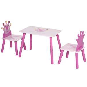 Asztalkészlet 2 székkel, Princess Model, MDF, rózsaszín 86457317 Bababútorok
