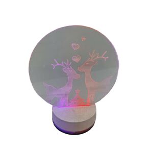 3D LED Karácsonyi Ablakdísz, Rénszarvas párt ábrázoló kör alakú Ø15cm, színes ünnepi fények, USB-s talppal, 18cm magas 145523515 - Nonbrand Karácsonyi dekoráció