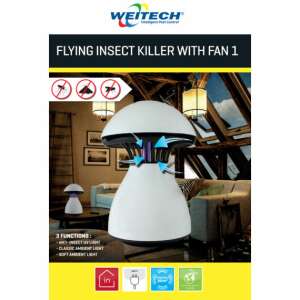 Weitech Flying Insect Killer with Fan 1, elektrická pasca na hmyz s UV svetlom a ventilátorom, zabíja lietajúci hmyz, 3 svetelné režimy, na vnútorné použitie - Prípravky proti škodcom