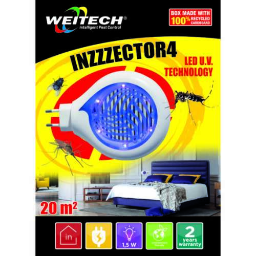 Weitech INZZZECTOR4 LED UV pasca na komáre, pokrytie 20 m², elektrický zabiják hmyzu, pre vnútorné použitie, 2 roky záruka