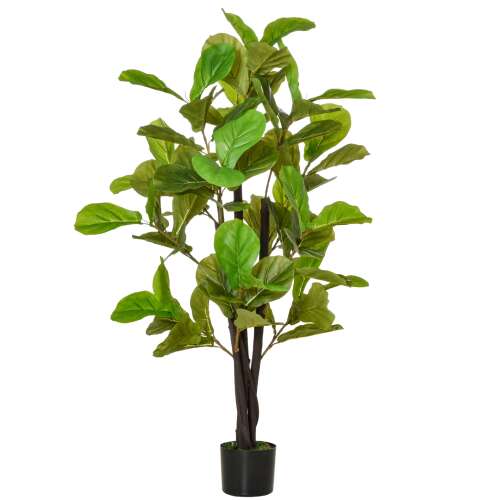 Arbore artificial de ficus, 130 cm înălțime, verde, aspect realist, pentru utilizare în interior sau exterior, nu necesită udare sau întreținere