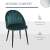 Zöld bársony étkező szék fekete fém lábakkal, ergonomikus kialakítás