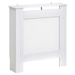 HOMCOM fehér radiátorfedél rácsos ráccsal, szögletes nézet - Kandalló & Kályha kiegészítő