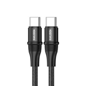 KAKUSIGA 60W USB-C - USB-C töltőkábel, 2m hosszú, fekete, fonott - USB kábel