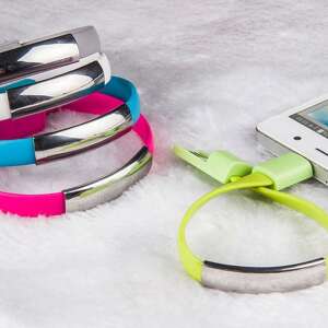 USB charging cable bracelet, Lightning connector, white, multiple colors - Lightning Cable