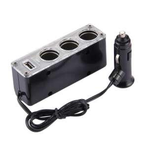 3-Way Car Cigarette Lighter Splitter with USB Charger