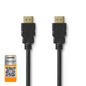 Nedis Premium nagy sebességű HDMI kábel Ethernet átvitellel, 1.5m, fekete, HDMI - HDMI csatlakozó - HDMI kábel