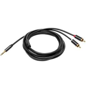 3,5 mm Jack - 2 RCA audio kábel, 3 méter hosszú, fekete - RCA kábel