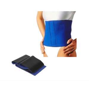 Nő kék neoprén izzasztó övet visel fogyáshoz, derékformáló, hasi zsír égető, fitnesz, edzés, edzőterem, testformálás - Alakformálás