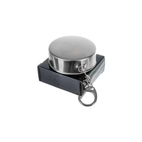 Zusammenklappbarer Edelstahlbecher Schlüsselanhänger, 2 in 1, 80 ml Fassungsvermögen