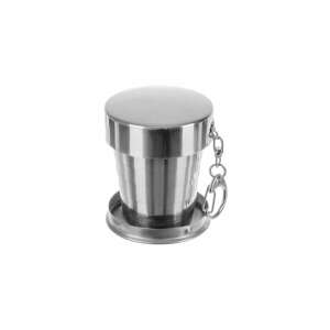 Összecsukható, mini fémpohár és kulcstartó, pohár túrázáshoz 