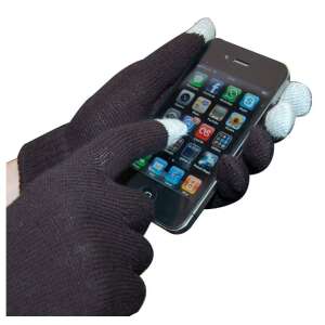 Fekete érintőképernyős kesztyűk okostelefonhoz hideg időben - Férfi kesztyű
