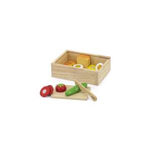 Set de joacă din lemn Viga pentru tăierea micului dejun cu tăbliță de tăiat și cuțit - Joacă alimente