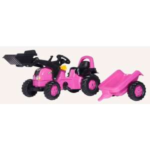 Rózsaszín pedálos traktor markolóval és utánfutóval 86763098 "traktor"  Pedálos járművek