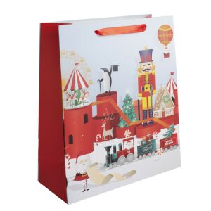 Sac de cadou mediu cu design spărgător de nuci și pinguin - Ambalaje cadouri