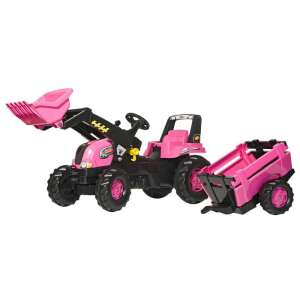 Rózsaszín pedálos farm traktor markolóval és utánfutóval 86765956 "traktor"  Pedálos járművek