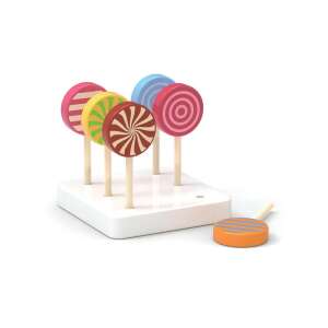 Set de lollipop din lemn cu suport, 6 lollipop colorate pentru joacă - Joacă alimente