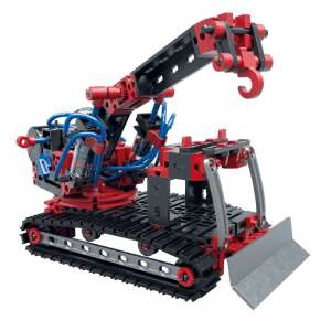 Fischertechnik Profi Pneumatic Power construction set, built excavator model, red and black - Plastic Building Toy