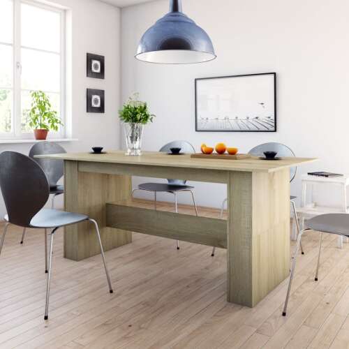 vidaXL sonoma tölgy színű forgácslap étkezőasztal, 180 x 90 x 76 cm, modern étkezőasztal 6 személyre - Étkezőasztal