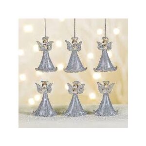 Ezüst Karácsonyi 6db-os üveg angyalka karácsonyfadísz készlet 111770674 - Karácsonyfadísz