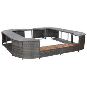 vidaXL szürke négyszög alakú polyrattan pezsgőfürdőkeret 268x268x55 cm - Jakuzzi kiegészítő