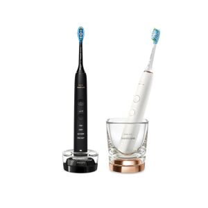 Elektrická zubná kefka Philips Sonicare DiamondClean 9000 v čiernej a bielej farbe s nabíjacím pohárom - Elektrická zubná kefka