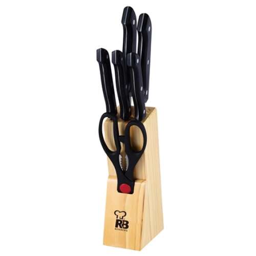 Renberg RB-2567 7-teiliges Küchenmesser-Set mit Holzblock