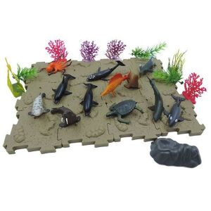 Set morskih životinja (35 kom) - Set za igru s morskim životinjama s morskim dnom, koraljima, biljkama, stijenom i 12 različitih morskih životinja - Igračka