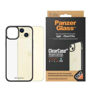 PanzerGlass ClearCase für Apple iPhone 15 Plus, klares Case mit schwarzem Rahmen, militärischer Fallschutz, D3O Bio-Material - Handyhüllen