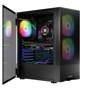 Obudowa PC Logic ARYA ARGB Midi ATX z otwartym bocznym panelem ze szkła hartowanego i komponentami - Pokój komputerowy