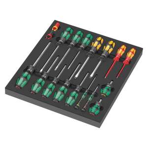 Комплект отвертки Wera 9710 с 18 части, включително отвертки Kraftform, отвертки VDE, отвертки Stubby и отвертки Micro, в здрава пяна - Набор от инструменти